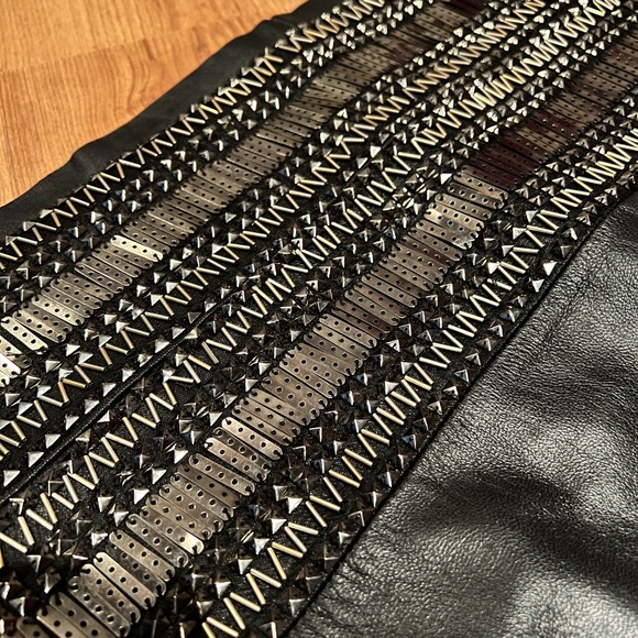 Danier Leather Mini Skirt with Beautiful Beadwork - Picture 2 of 4